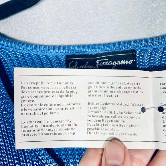 Salvatore Ferragamo Silk Sweater Womens XL Blue Crochet Knit Pullover Tunic NWT - Picture 5 of 12